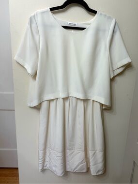 Club Monaco M 100% Silk Ivory Layered Occasion Dress Wedding Summer Designer